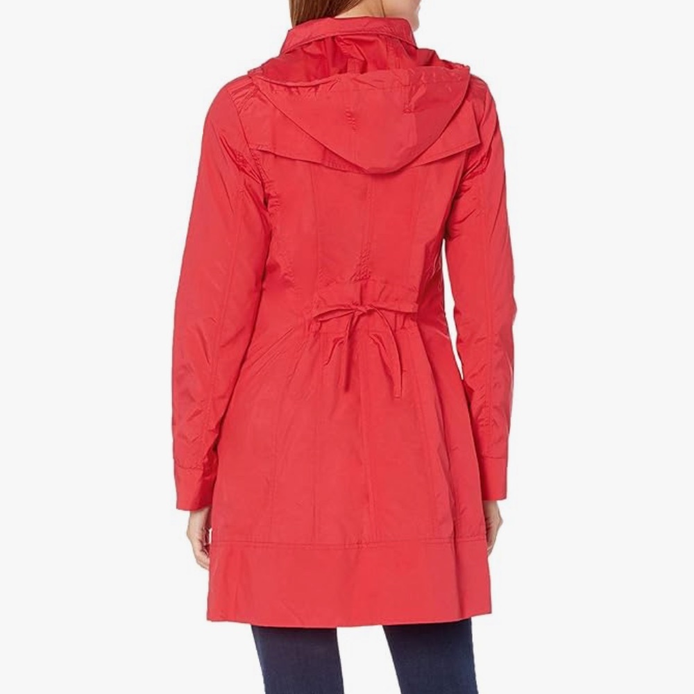 Cole Haan Women's Packable Hooded Rain Jacket with Bow